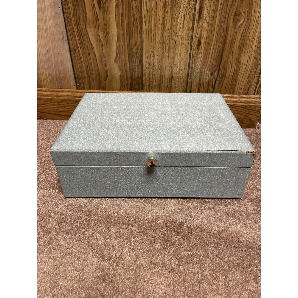 Vintage 1960's LADY BUXTON‎ Mid Century 2 Tier Blue Jewelry Box Blue Velvet